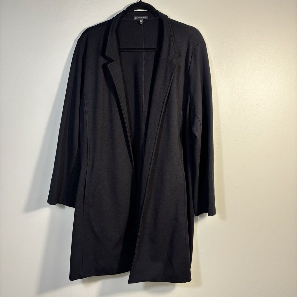Eileen Fisher Size XL Womens Black Open Sweater Jacket - eUC